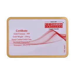 P.C. Chandra Jewellers Pooja Kalash-Inscribed 24k (999) 0.1gm Yellow Gold Foil Coin image 3