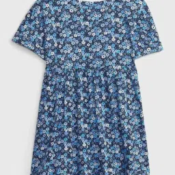 GAP Girls Blue Cotton Floral Dress image 2