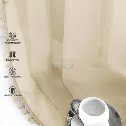 Urban Space Cream Polyester Window Curtain with Eyelets & Tieback (5 ft) image 3