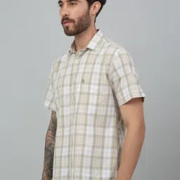 Cantabil Olive Green Regular Fit Checks Shirt image 3