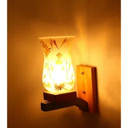 1ST TIME Gold-Toned & White Printed Wood Traditional Wall Lamp image 2