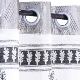 Romee Grey Jaquard Floral Curtains and Sheers image 3