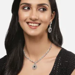 Zeneme Rhodium Plated AD Studded Jewellery Set image 3