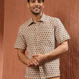 Fabindia Beige Cotton Straight Fit Printed Shirt-picture-29