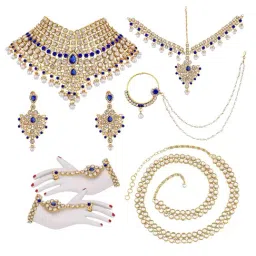 Peora Combo of Blue Bridal Jewellery Set with Waist Belt for Women-image-31