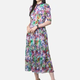 Scorpius Multicolor Floral Print Midi Dress image 3