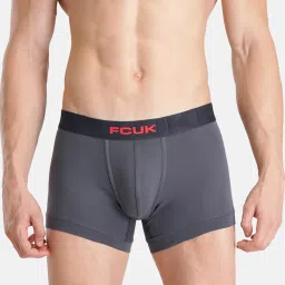 FCUK Multi-Color Cotton Blend Logo Trunks Pack of 2 image 3