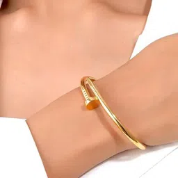MEENAZ Set Of 2 Gold-Plated Stainless Steel Anti Tarnish Stone Studded Kada Bracelets image 3