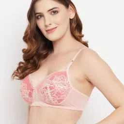 Clovia Pink Lace Work Everyday Bra image 3
