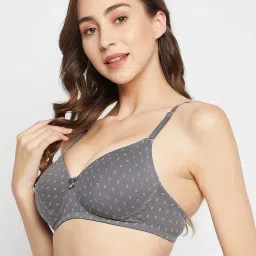 Clovia Grey Cotton Printed T-Shirt Bra image 3
