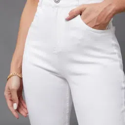 Miss Chase White Straight High Rise Clean Look Regular Length Stretchable Denim Jeans image 5