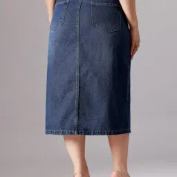 Miss Chase A+ Blue Denim Solid Skirts image 2