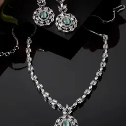 Zeneme Rhodium Plated AD Studded Jewellery Set-image-31