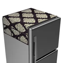 Kuber Industries Brown Foil Print Polyester Fridge Top Cover With 6 Utility Side Pockets-picture-15