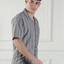 SWADESI STUFF Chevron Printed Spread Collar Comfort Casual Shirt image 5