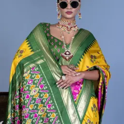 Elora Yellow Printed Saree image 2