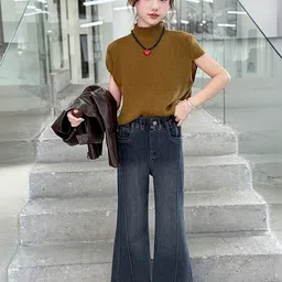 LULU & SKY Girls Flared High-Rise Light Fade Jeans image 3