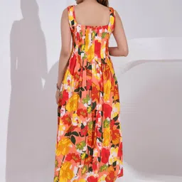 SIDDHO HUM Floral Printed Round Neck Cotton Maxi Dress image 2