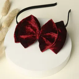 Arendelle Girls Velvet Double Layered Big Bow Hairband-image-87
