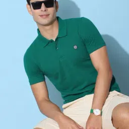 Cloak & Decker by Monte Carlo Bottle Green Regular Fit Polo T-Shirt image 5