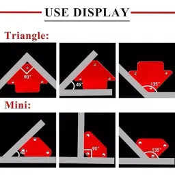 TileMaster Multi-Angle Magnetic Welding Clamp Set 45°, 90°, 105°, 120°, 135° 50 mm Throat Depth 10 cm Clamping Mild Steel Red, TM-16 (Set of 6) image 3