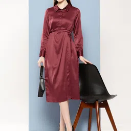 Chemistry Satin Formal Shirt Style Midi Dress-picture-27