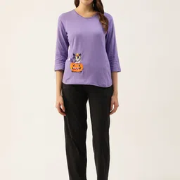 Clovia Women Halloween Print Pure Cotton Night Suit-picture-35