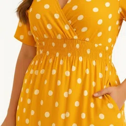Samsara Couture Polka Dot Print Crepe A-Line Midi Dress image 2