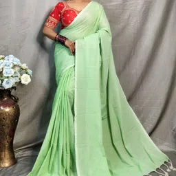 RIDDHIMAN FASHION Pure Cotton Saree With Unstiched Blouse-image-93
