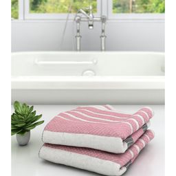Athom Living 100% Premium Cotton Bath Towel Diamond Flower Print Pack Of 2 - Pink-picture-36