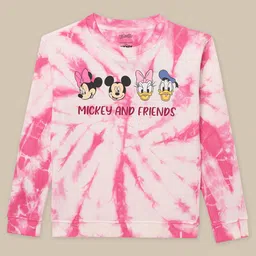 Kidsville Disney Featuring Full Sleeves Mickey & Friends PrintedSweatshirt- Pink image 1