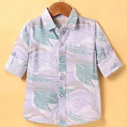 JASH KIDS Cotton Knit Full Sleeves Shirt With Tropical Theme Print - Blue-picture-29