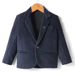 Rikidoos Full Sleeves Ribbed Blazer - Navy Blue image 1