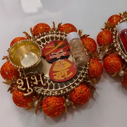 Sellplus 2-Pcs Red & Yellow Roli Chawal Plates image 4