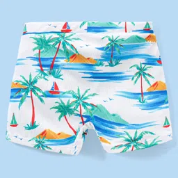 Babyhug Tropical Printed Swimming Trunk - White image 2