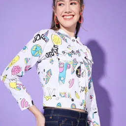 QIOA Women Tie and Dye Lightweight Denim Jacket image 4