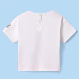 Babyhug Disney Single Jersey Knit Half Sleeves T-Shirt And Lounge Pants Set With Minnie Mouse And Family Graphics - White & Black image 3