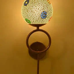 1ST TIME Multicoloured & Gold-Toned Textured Metal Traditional Spherical Shaped Wall Lamp-picture-20