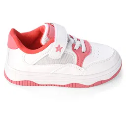 Cute Walk by Babyhug Velcro Closure Sneakers - White & Pink image 4