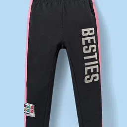 Babyhug Disney Single Jersey Knit Half Sleeves T-Shirt And Lounge Pants Set With Minnie Mouse And Family Graphics - White & Black image 4