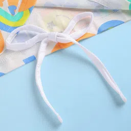 Olio Kids Sinker Knit Half Sleeves T-Shirt With Floral Print - Light Blue image 4