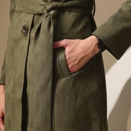 chemistry all about you Lapel Collar Overcoat with Detachable Belt image 3