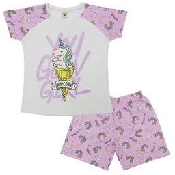 Clothe Funn Girls Printed Pure Cotton Night suit-picture-40