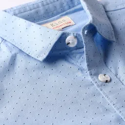 JASH KIDS Cotton Woven Full Sleeves Polka Dots Printed Shirt with Bow - Blue image 5