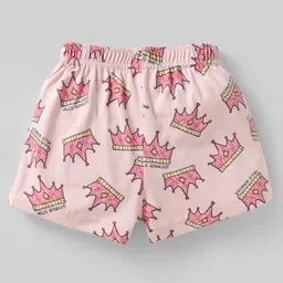 CUCUMBER Sinker Knit Above Knee Length Shorts With Heart & Floral Print Pack of 3 - Blue & Pink image 5