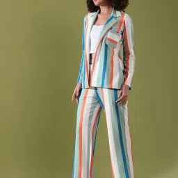 SELVIA Mint Green & White Striped Co-Ord Set image 3