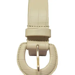 BELWABA Beige Textured Leather Casual Belt for Women image 3
