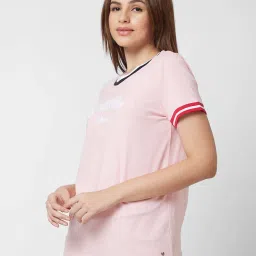 Spykar Pink Cotton Regular Fit Printed T-Shirt image 3