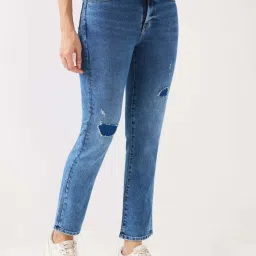 Spykar Blue Slim Fit Distressed Jeans image 3