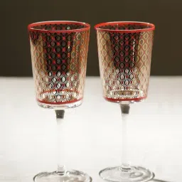 Pure Home and Living Red Glass Printed Wine Glasses-picture-16